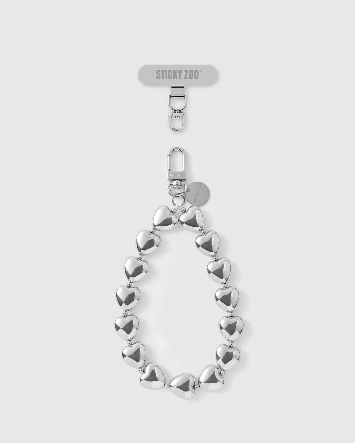 SILVER HEART PHONE STRAP