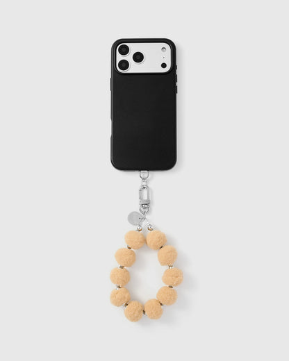 BEIGE POM PHONE STRAP