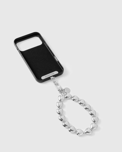 SILVER HEART PHONE STRAP