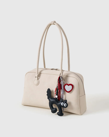 LUCKY NOIR CAT HEART STACK CHARM