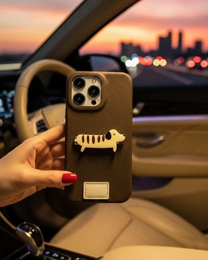 CHOCOLATE DACHSHUND LEATHER Phone Case