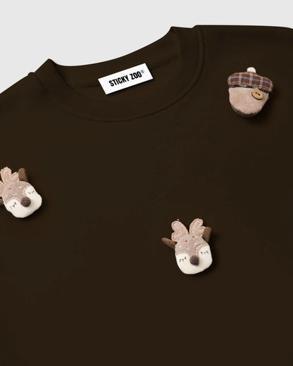 REINDEER & ACORN PLUSH SWEATSHIRT