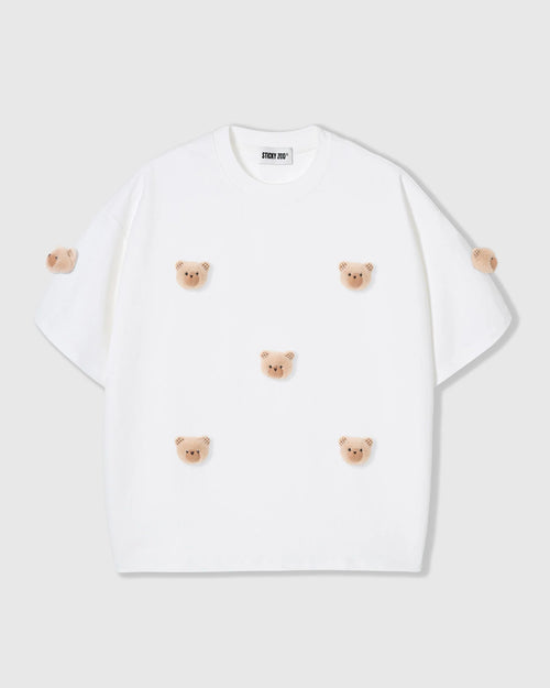KHAKI TEDDY CHECK-EAR CHARM T-SHIRT