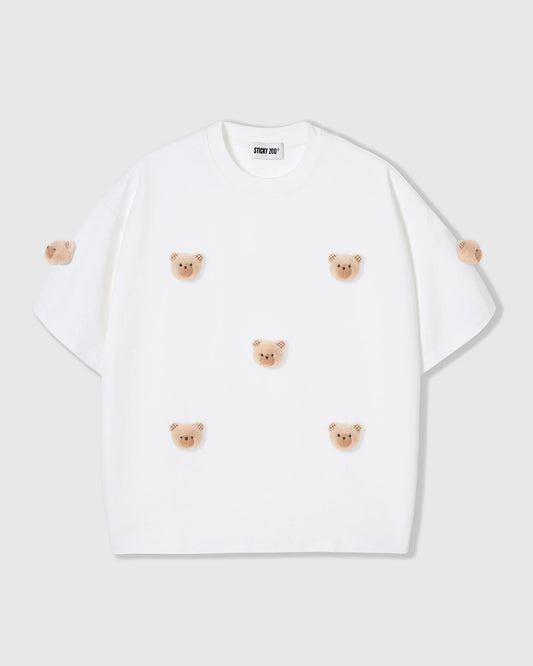 KHAKI TEDDY CHECK-EAR CHARM T-SHIRT