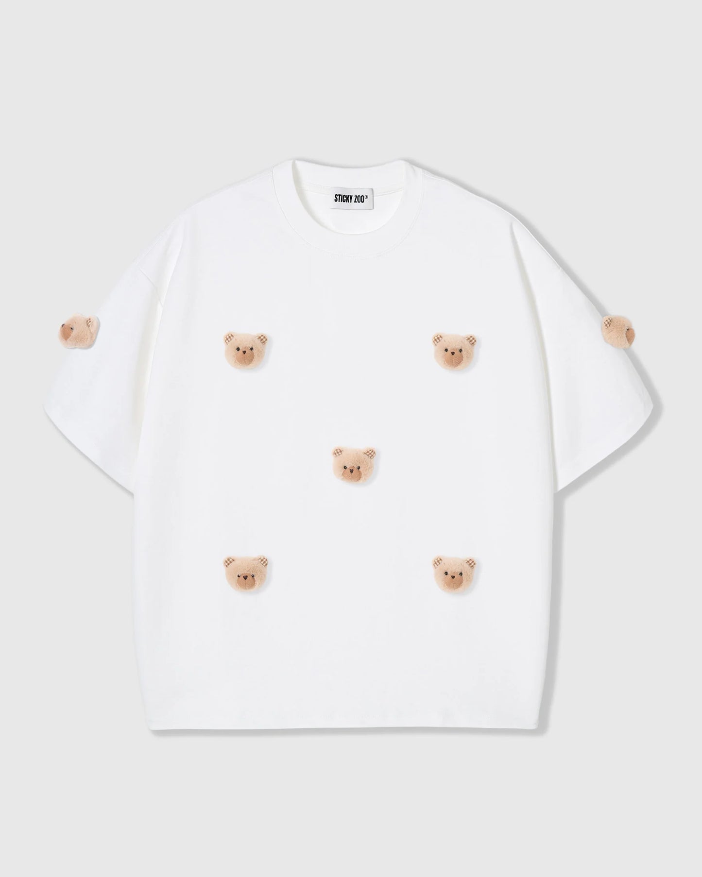 KHAKI TEDDY CHECK-EAR CHARM T-SHIRT