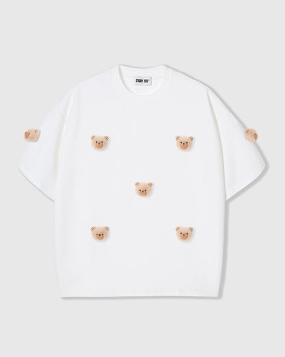 KHAKI TEDDY CHECK-EAR CHARM T-SHIRT