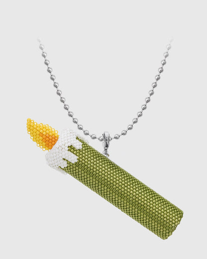 GREEN CANDLE BEAD NECKLACE
