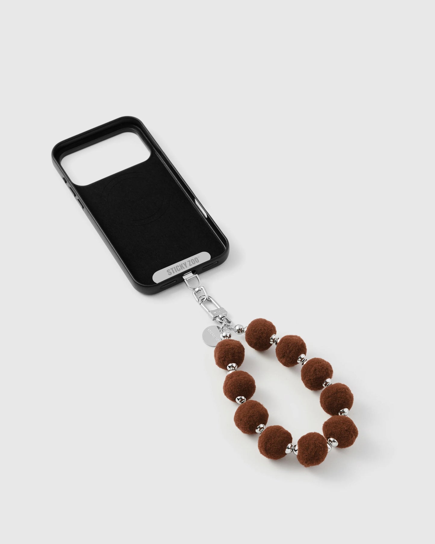 BROWN POM PHONE STRAP