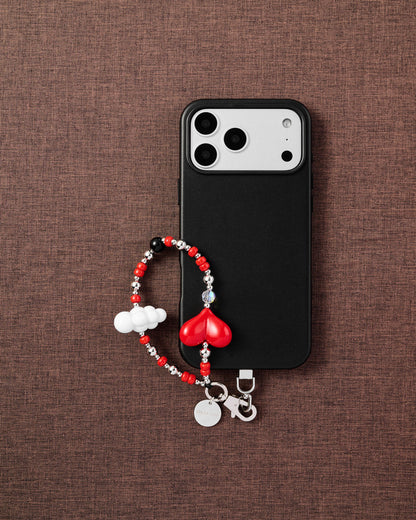 RED HEART CLOUD PHONE STRAP