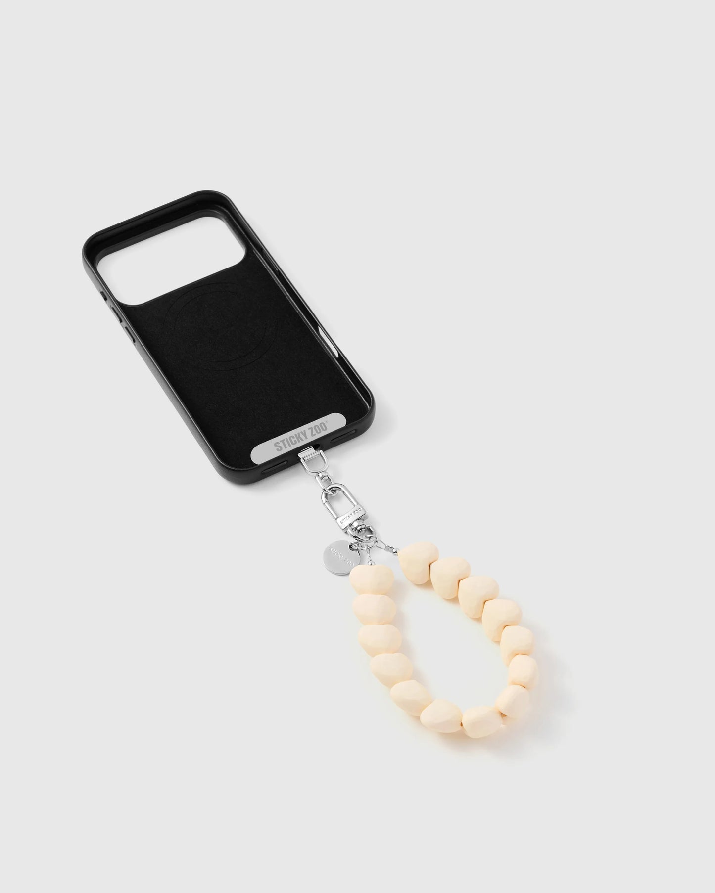 CREAM HEART PHONE STRAP