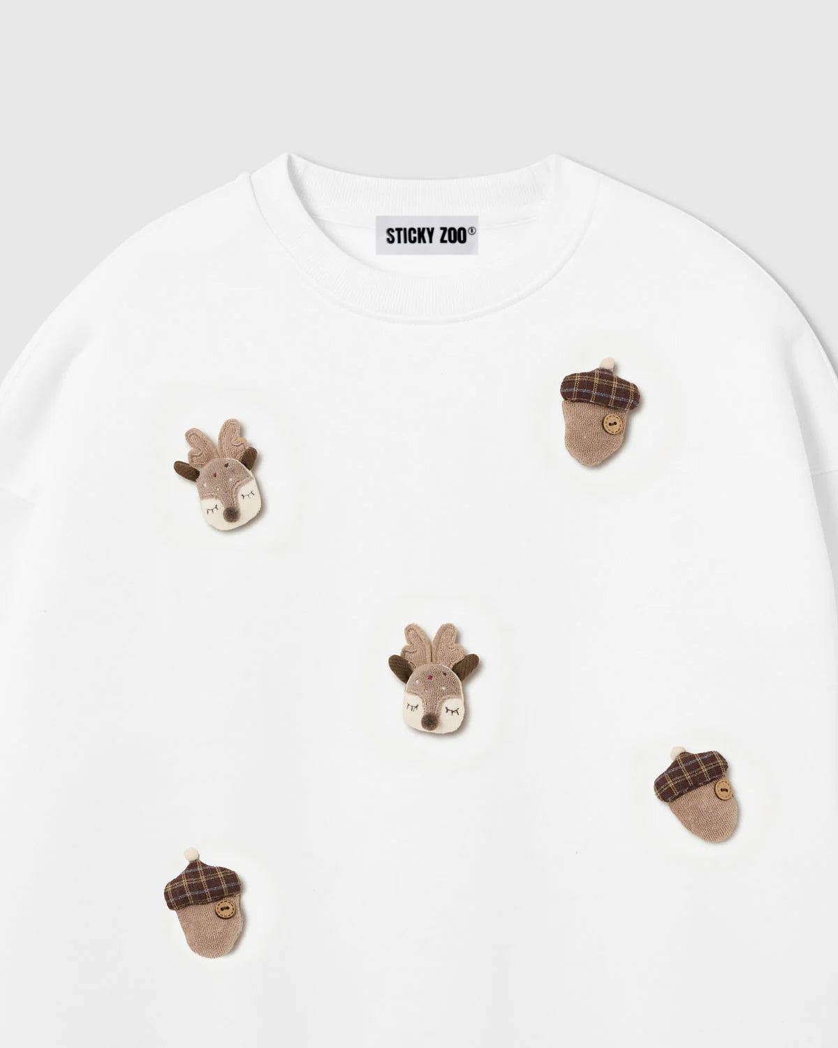 REINDEER & ACORN PLUSH SWEATSHIRT