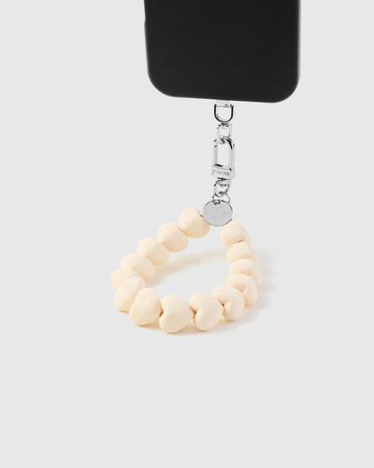 CREAM HEART PHONE STRAP