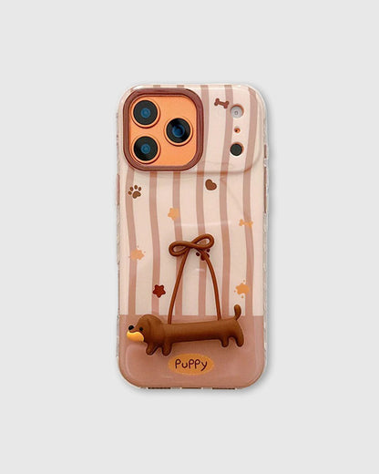 PLAID PUP BOW PHONE CASE